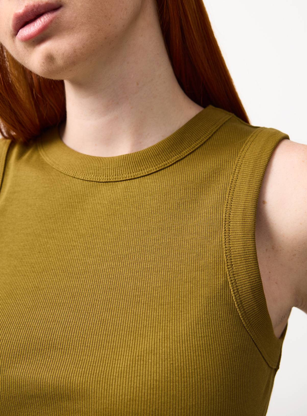 Khaki Ribbed Classic Vest 18 - Image 3