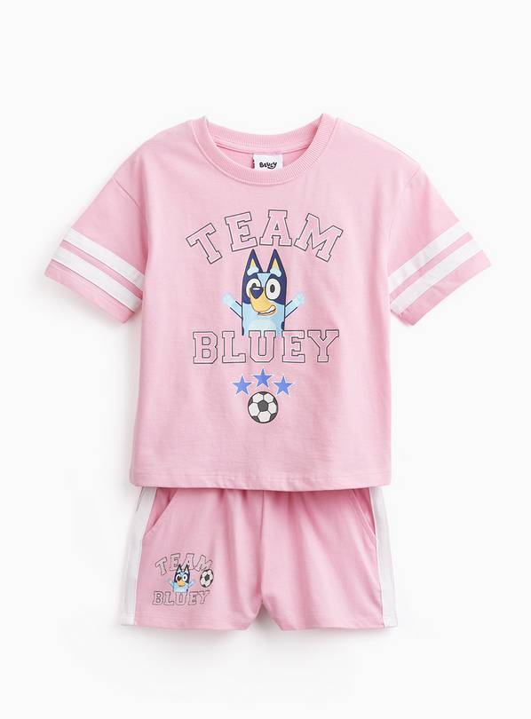 Pink Bluey Football Print T-Shirt & Shorts Set 5-6 years