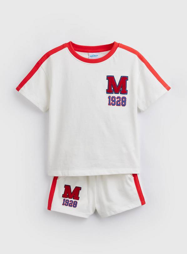 White Disney Minnie Mouse Football Print T-Shirt & Shorts Set 3-4 years