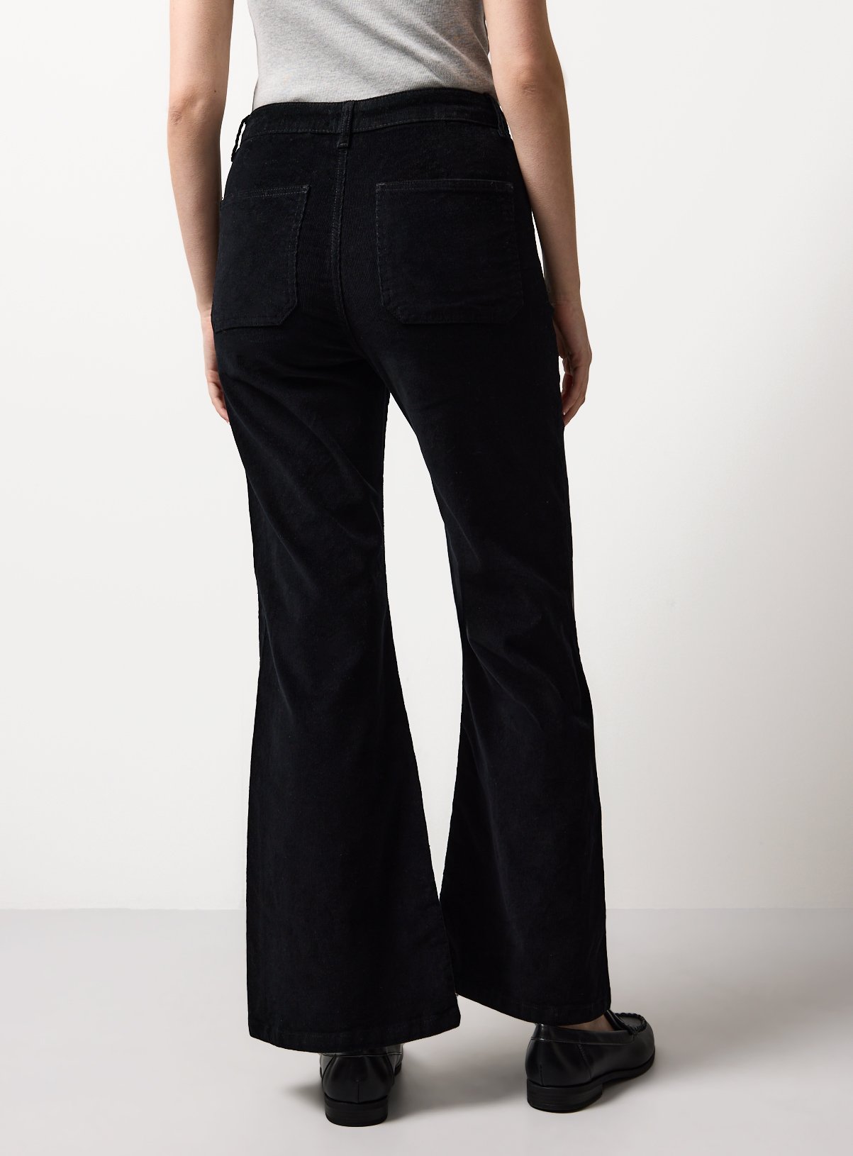 Black Cord Patch Pocket Flared Trousers 6 - Image 4 thumbnail