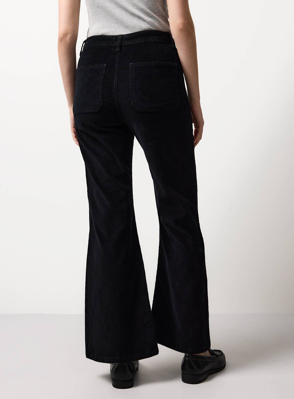 Black Cord Patch Pocket Flared Trousers 6 - Image 4