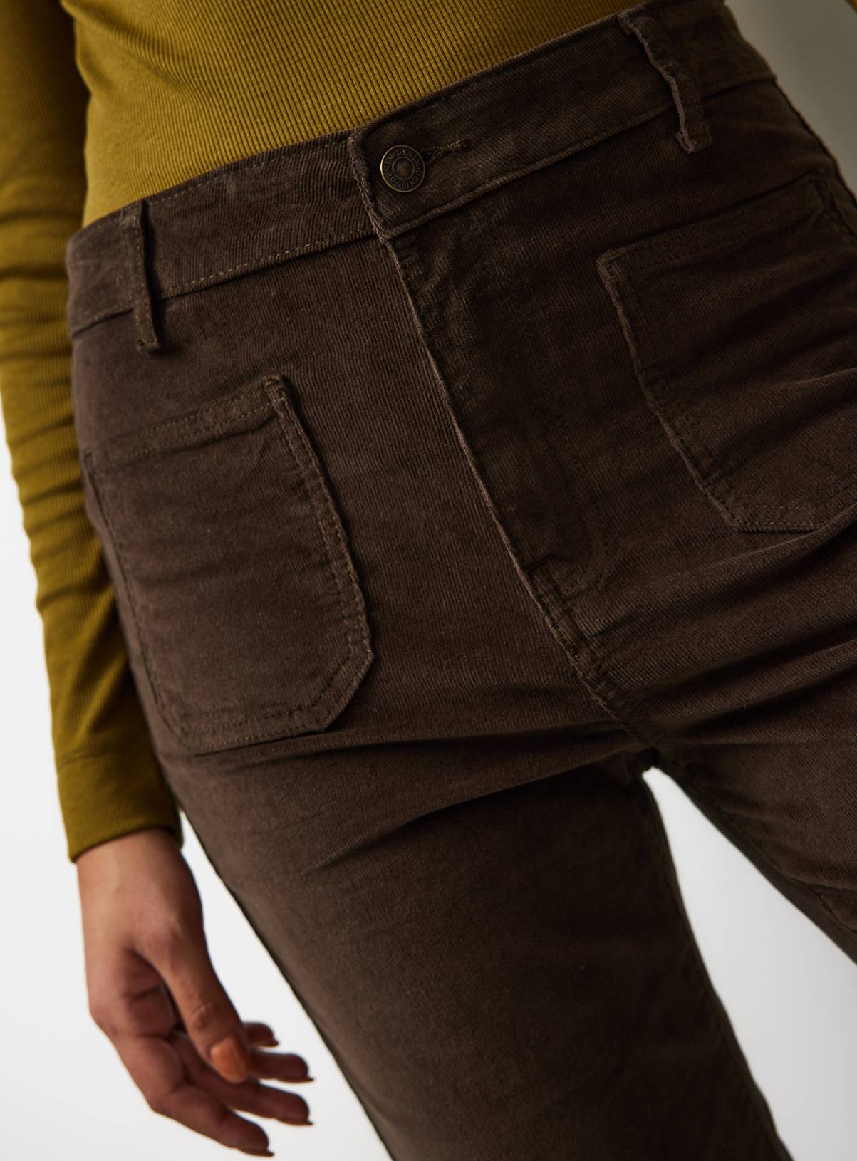 Brown Cord Patch Pocket Flared Trousers 12 - Image 2