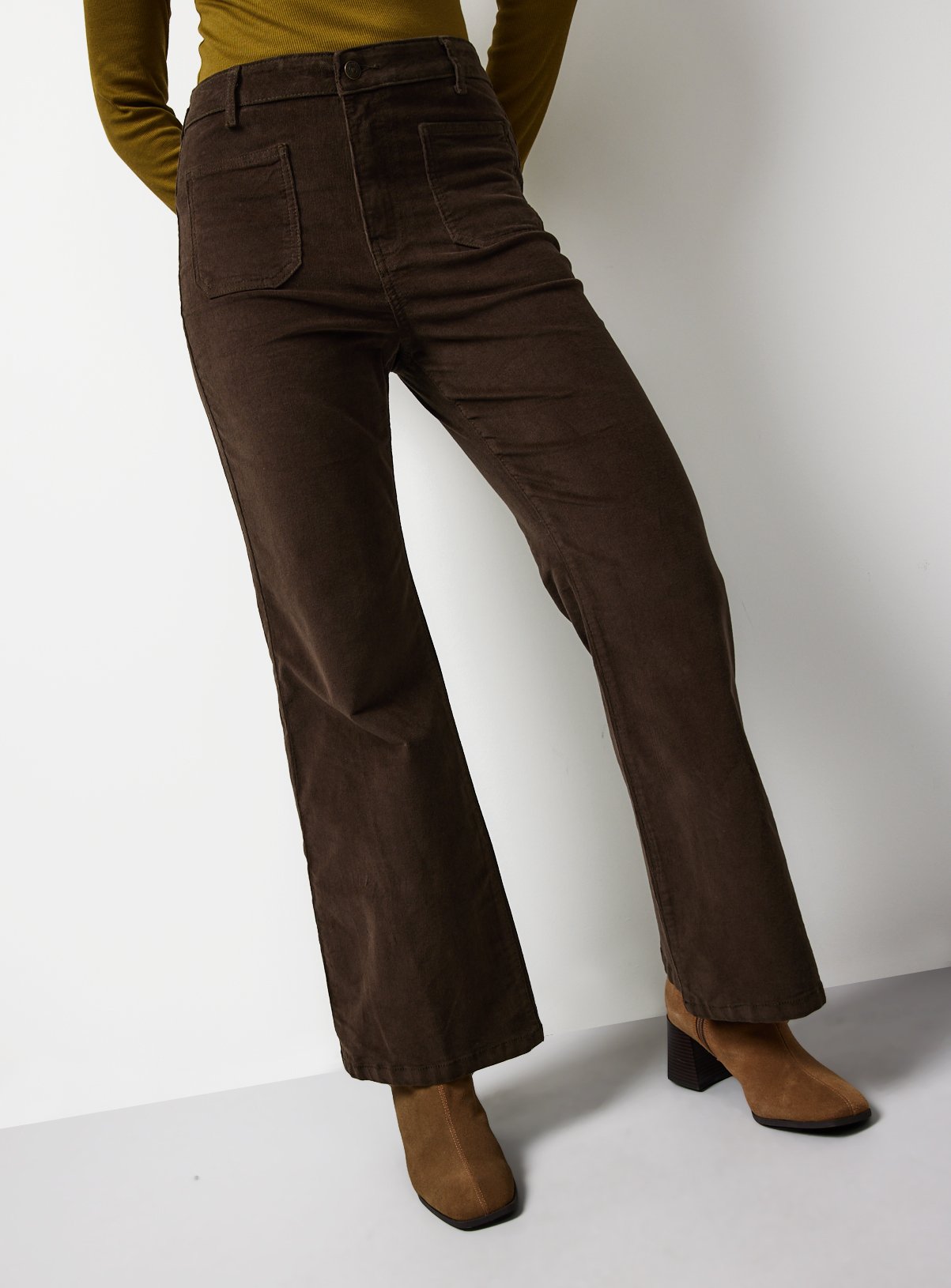 Brown Cord Patch Pocket Flared Trousers 12 - Image 3 thumbnail