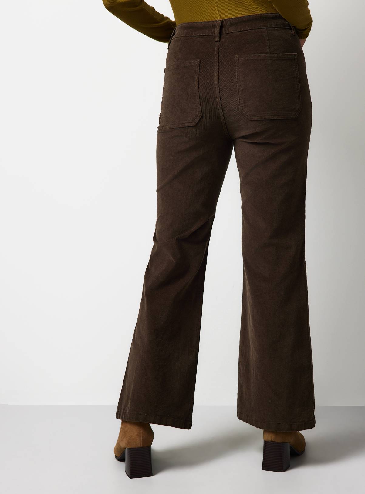 Brown Cord Patch Pocket Flared Trousers 12 - Image 4