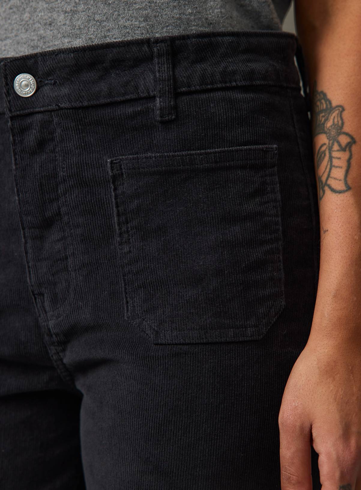 Grey Cord Patch Pocket Flared Trousers 22 - Image 2