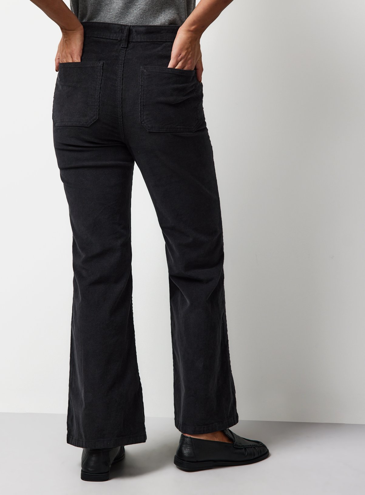 Grey Cord Patch Pocket Flared Trousers 22 - Image 4 thumbnail