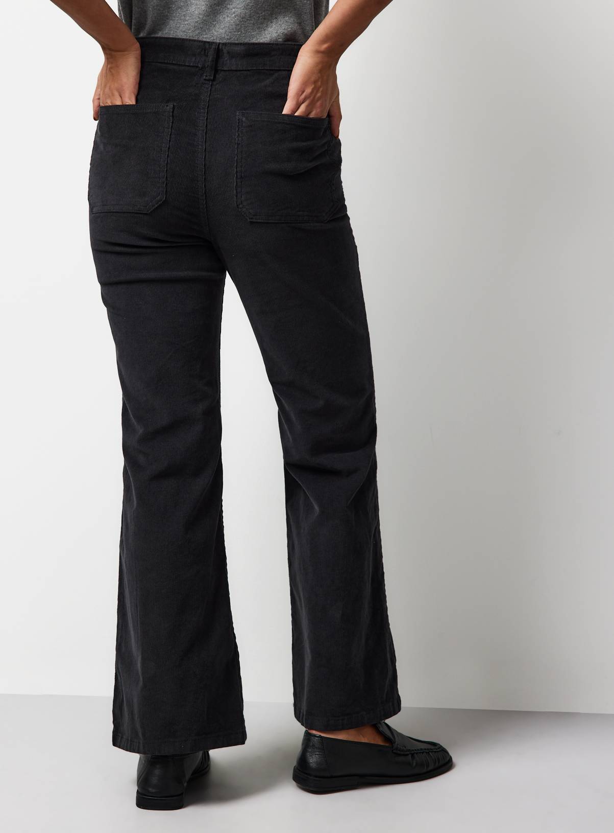 Grey Cord Patch Pocket Flared Trousers 22 - Image 4