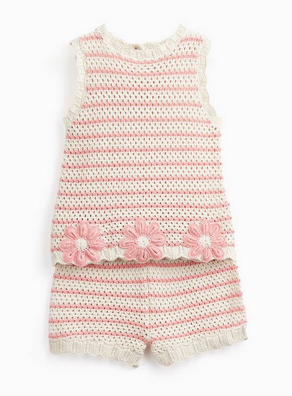 Pink Stripe Floral Print Top & Shorts Set 4-5 years