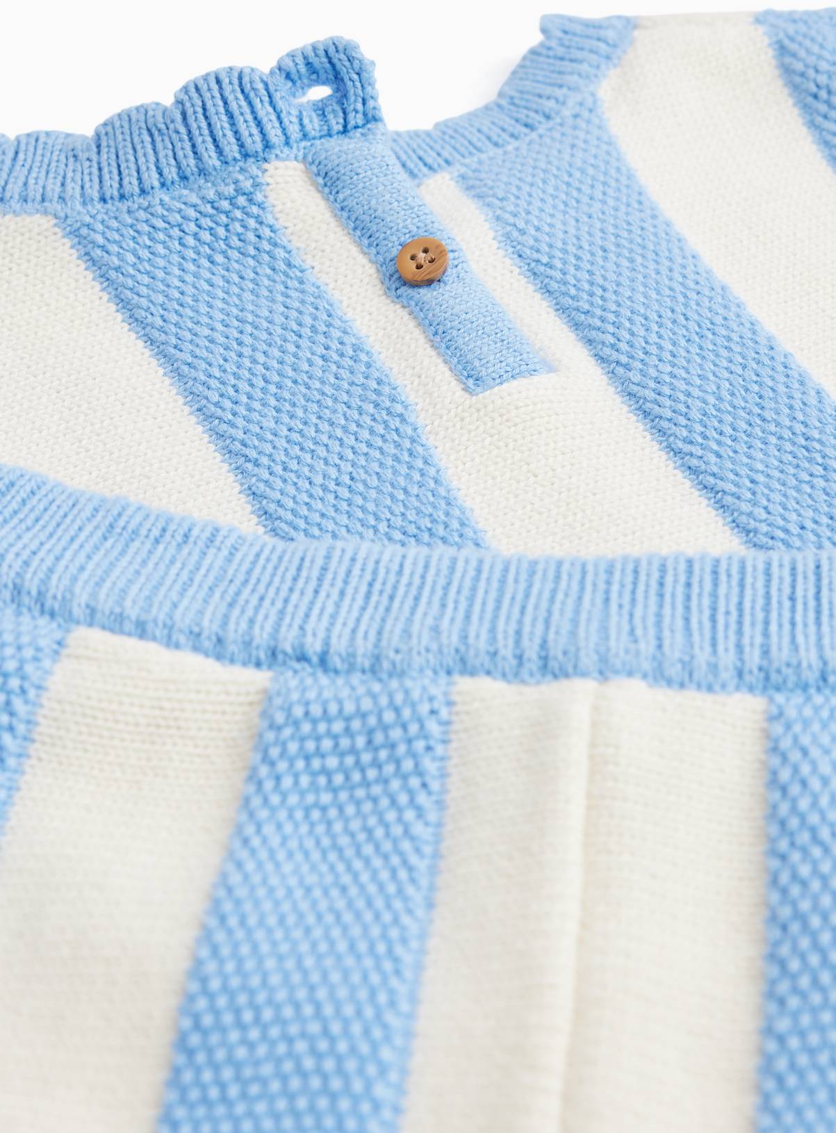 Blue Stripe Print Peplum Knitted Vest & Shorts Set 3-4 years - Image 2