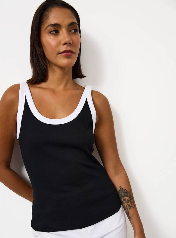 Black Contrast Trim Strappy Vest 18