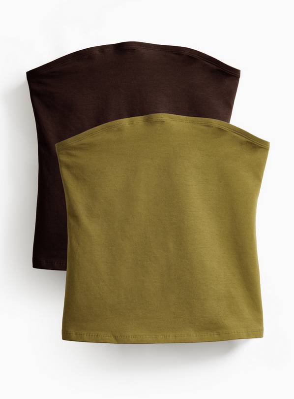 Khaki & Brown Bandeau Style Vest Tops 2 Pack 8