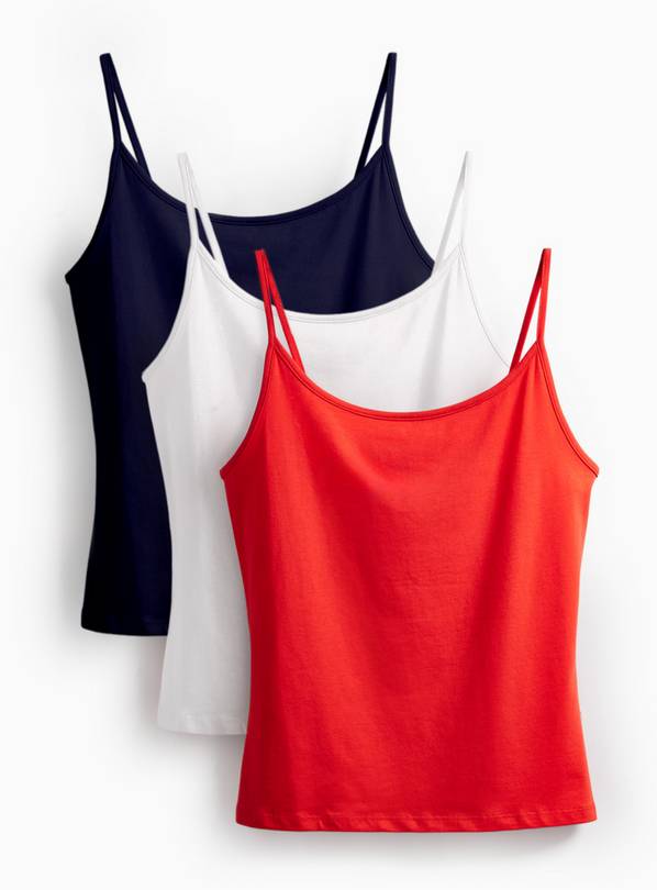 Red & Mono Strappy Cami Vests 3 Pack 22