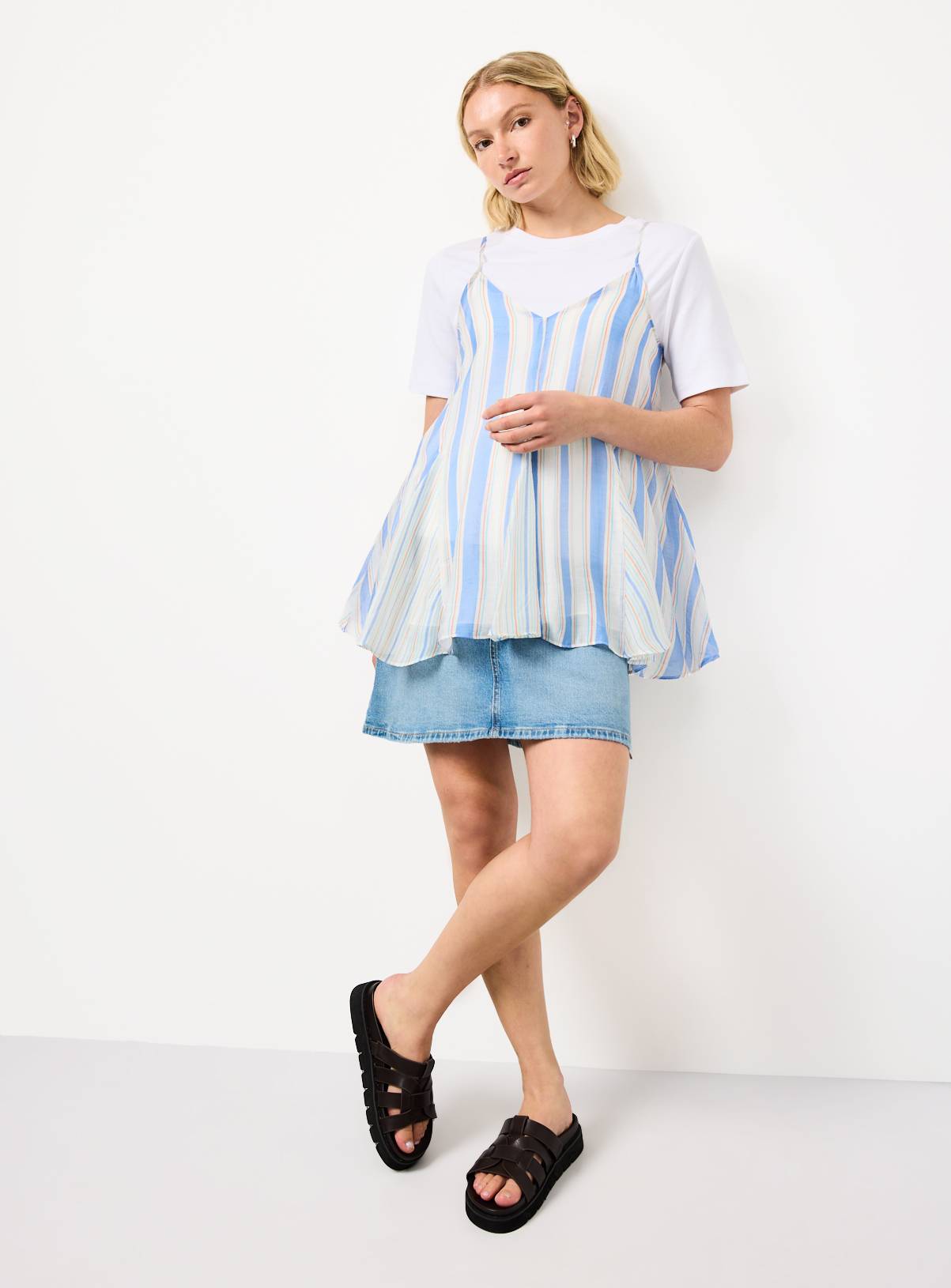 Blue & Yellow Stripe Sheer Cami Co-ord Top 14 - Image 2
