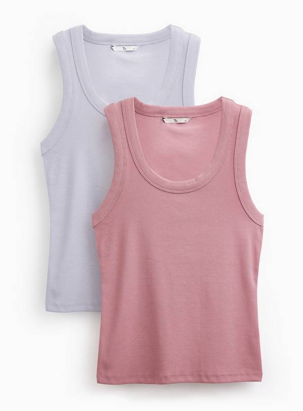Pink Ribbed Classic Vests 2 Pack 20