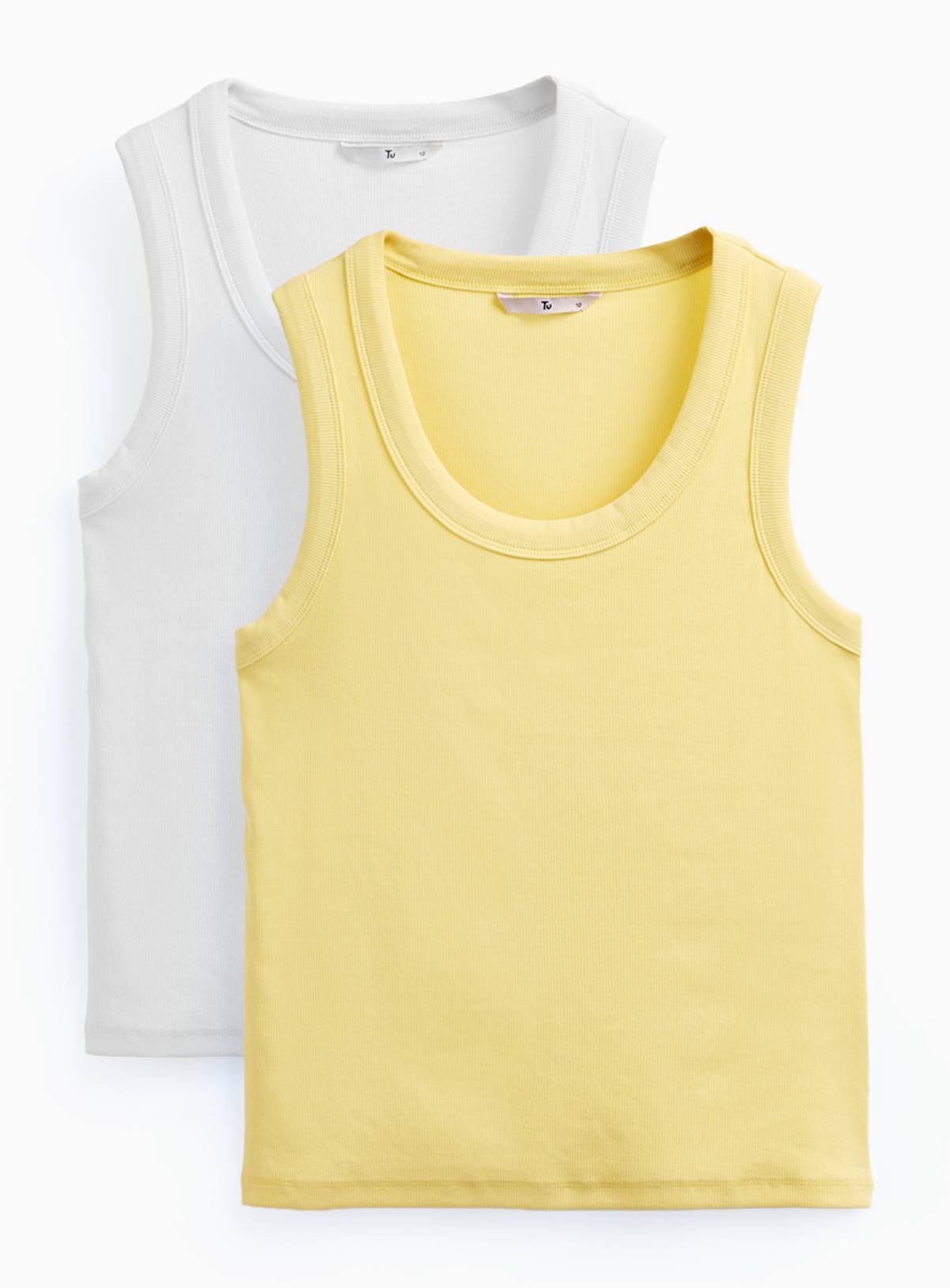 Yellow Ribbed Classic Vests 2 Pack 16 - Image 1