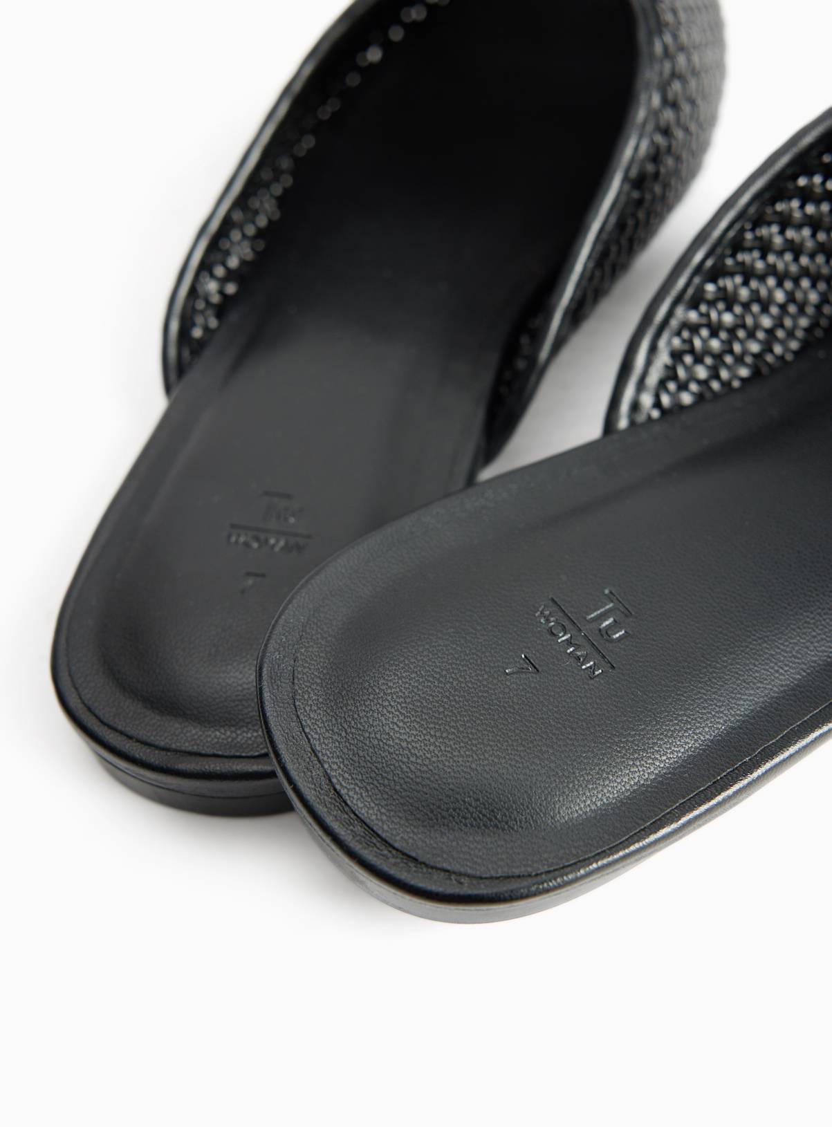 Black Woven Slip On Mule Sandals 6 - Image 3