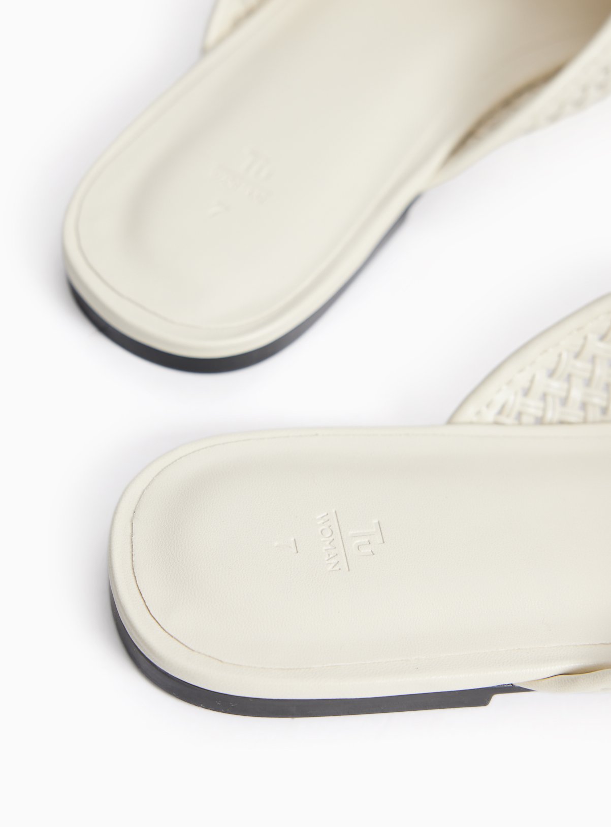 Cream Woven Slip On Mule Sandals 3 - Image 4 thumbnail