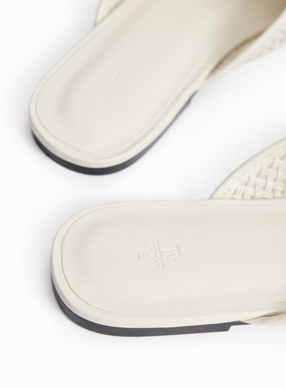 Cream Woven Slip On Mule Sandals 3 - Image 4