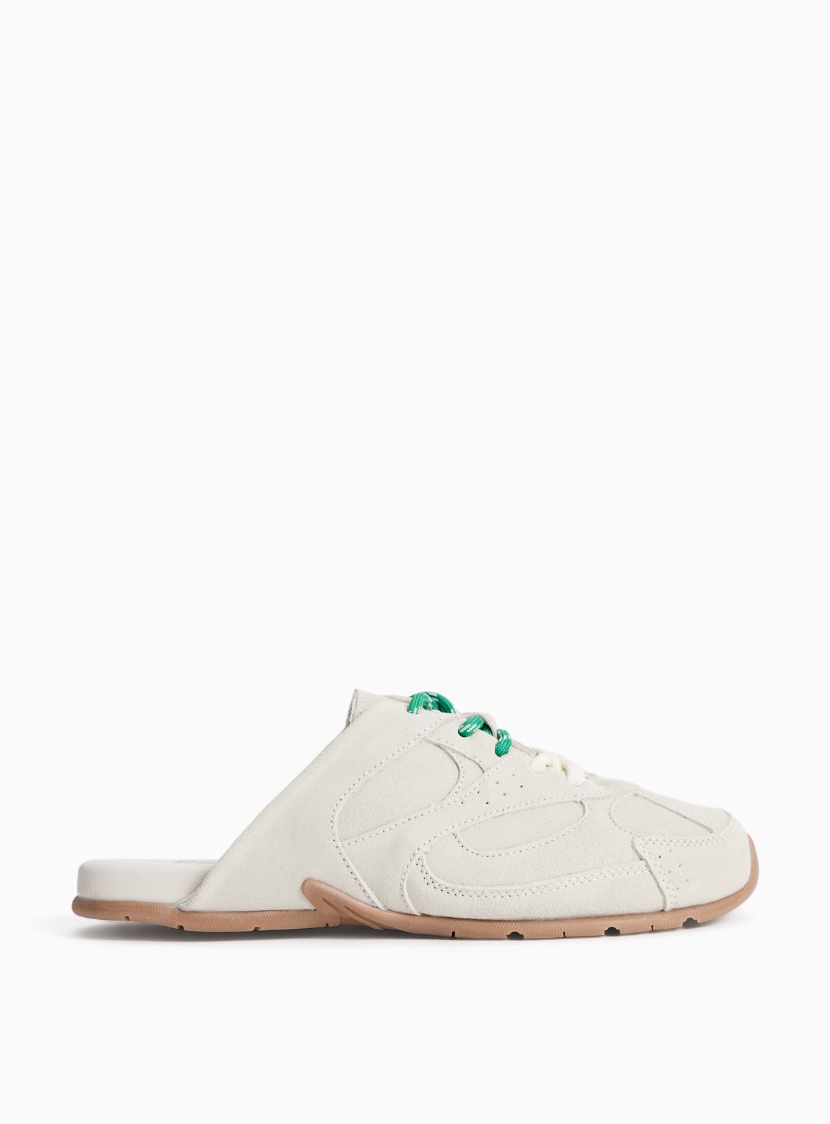 Neutral Suede Contrast Lace Mule Trainers 5 - Image 2 thumbnail