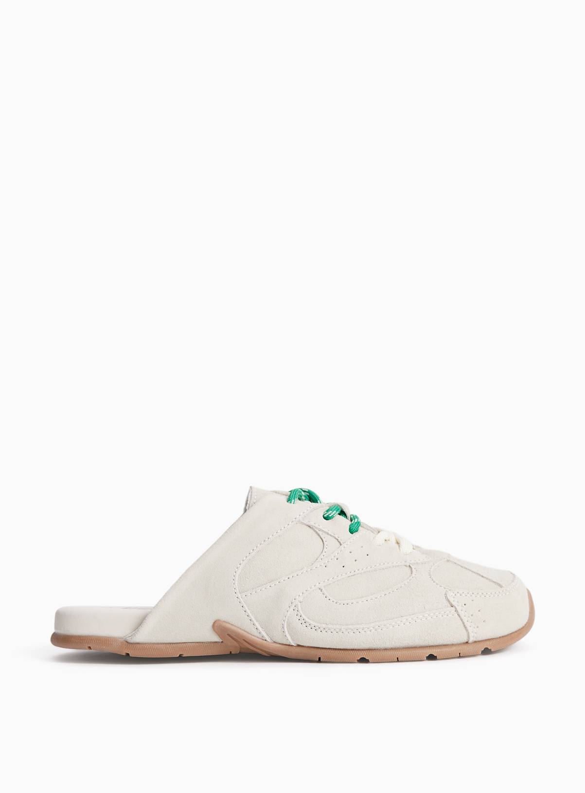 Neutral Suede Contrast Lace Mule Trainers 5 - Image 2