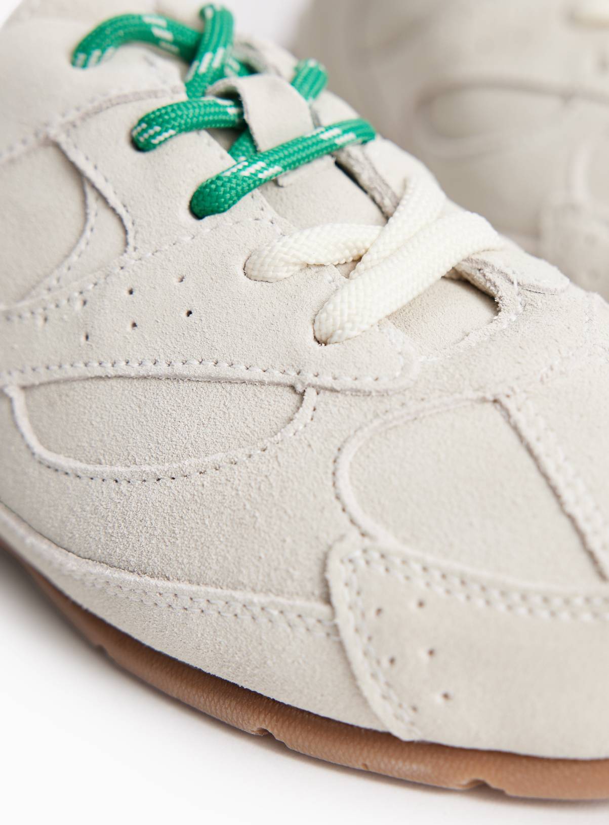 Neutral Suede Contrast Lace Mule Trainers 5 - Image 3