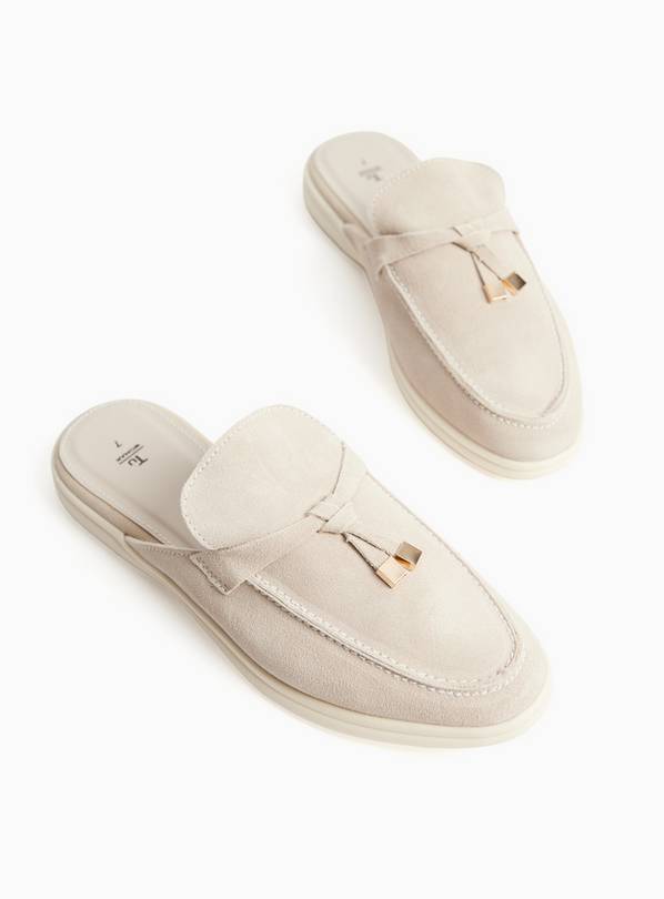 Stone Suede Mule Loafers 4