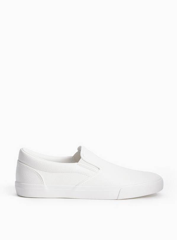 White Skater Style Slip On Trainers 6