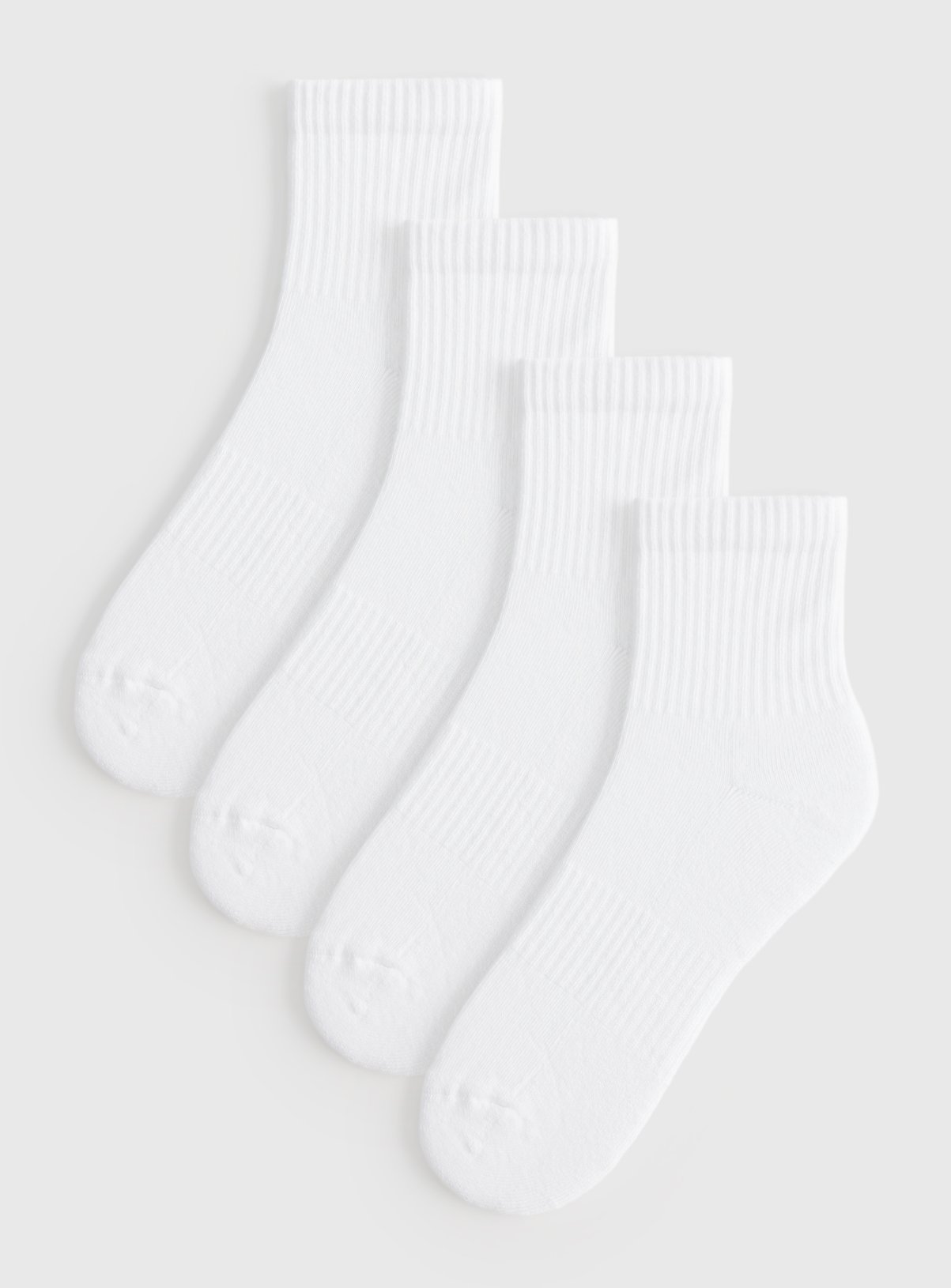 White Ribbed Cropped Ankle Socks 4 Pack 4-8 - Image 1 thumbnail