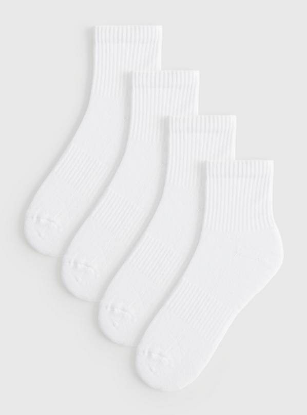 White Ribbed Cropped Ankle Socks 4 Pack 4-8