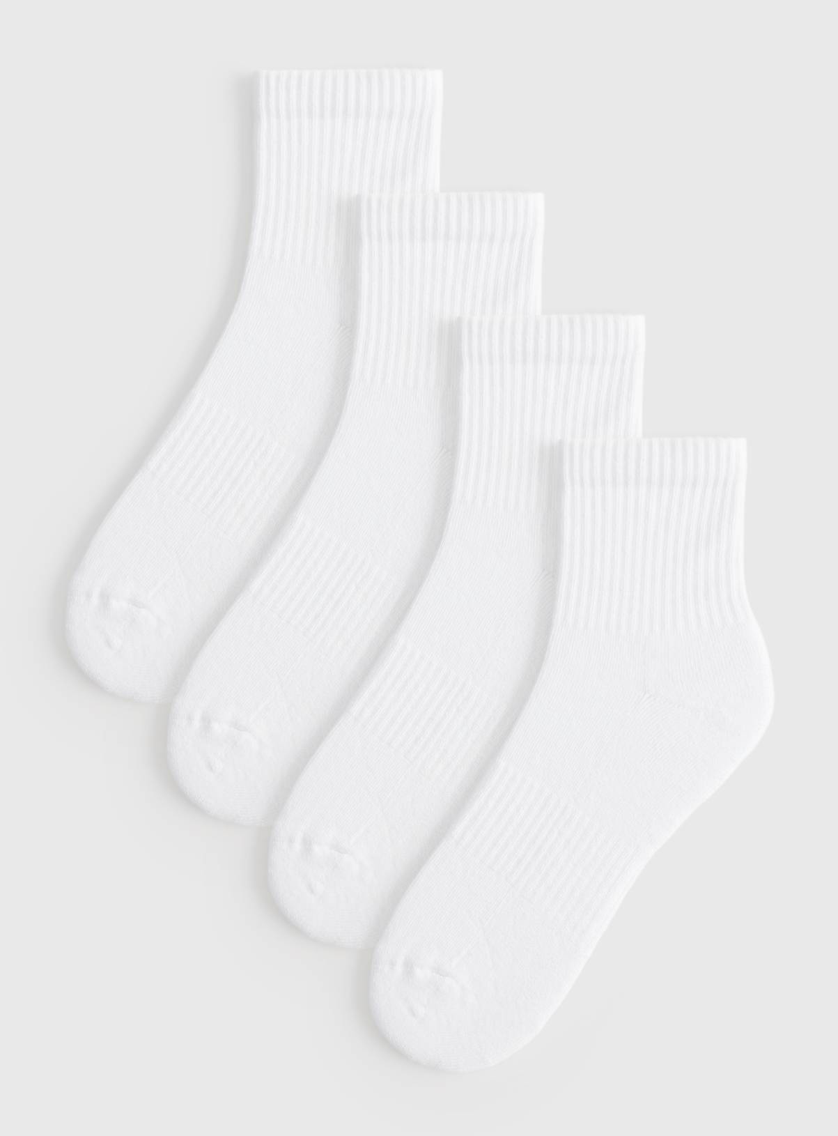 White Ribbed Cropped Ankle Socks 4 Pack 4-8 - Image 1