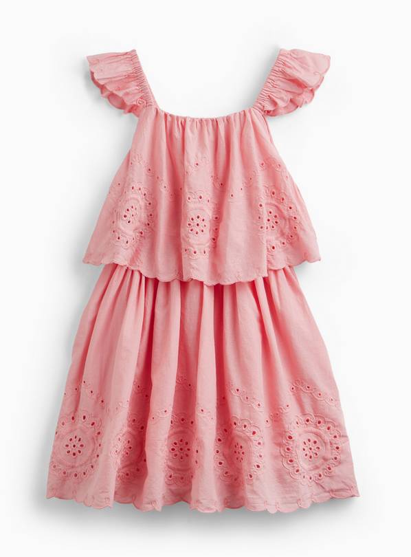 Pink Cutwork Detail Strappy Layered Dress 1-2 years