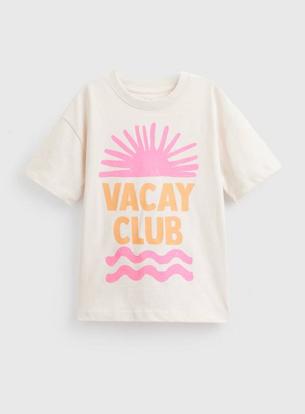 White Vacay Club Graphic Boxy Fit T-Shirt 12 years