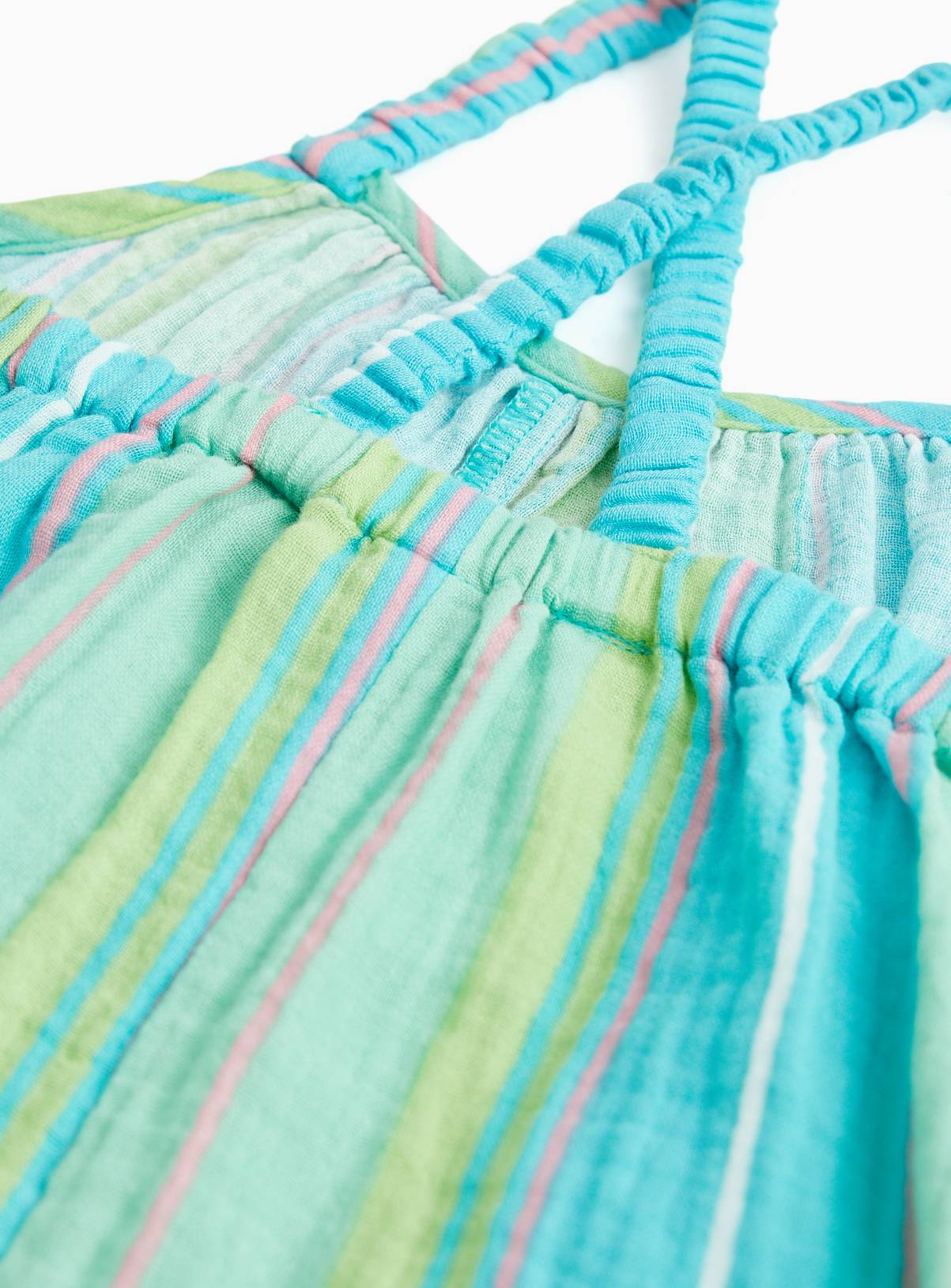 Green Stripe Print Woven Sleeveless Playsuit 2-3 years - Image 2