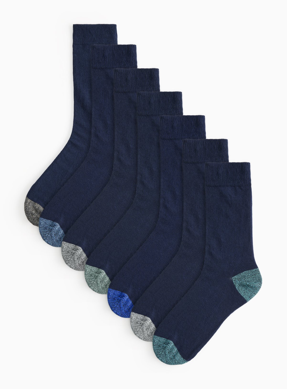 Navy Bright Twist Heel & Toe Socks 7 Pack 9-12 - Image 1 thumbnail