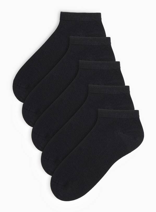 Black Supersoft Trainer Socks 5 Pack 9-12