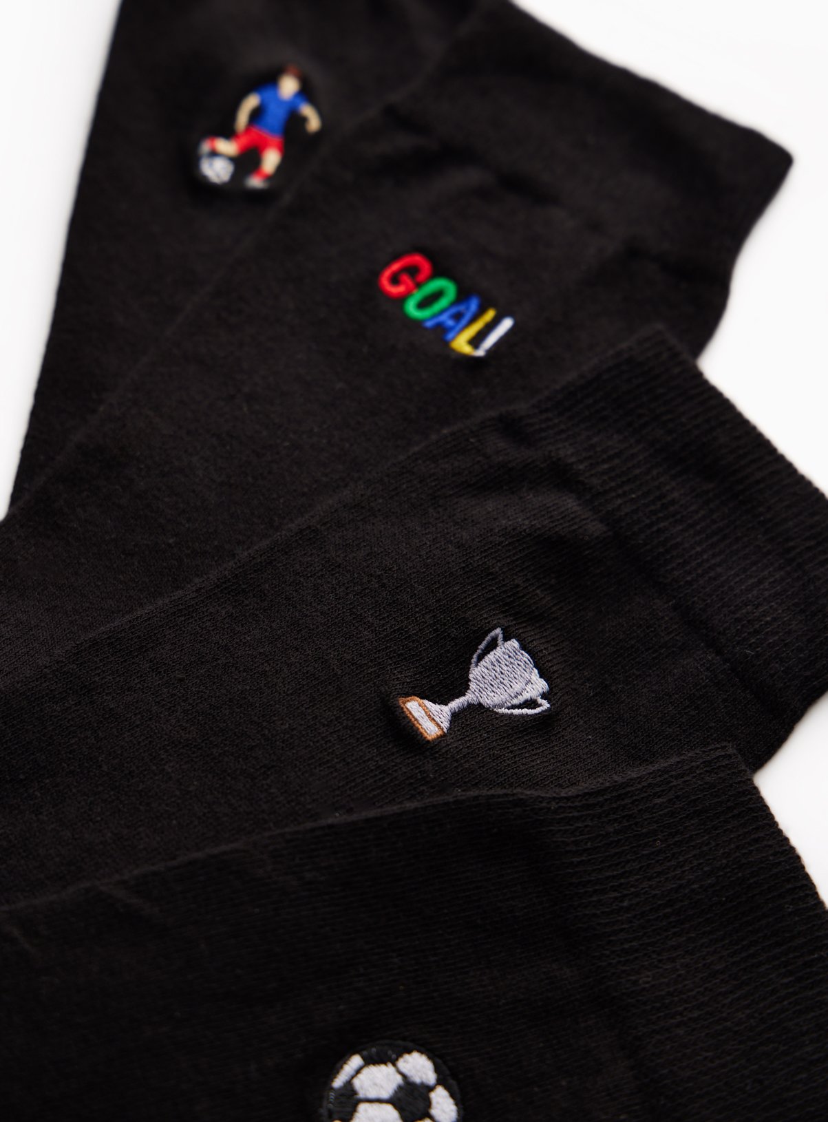Black Football Embroidered Ankle Socks 4 Pack 9-12 - Image 2 thumbnail