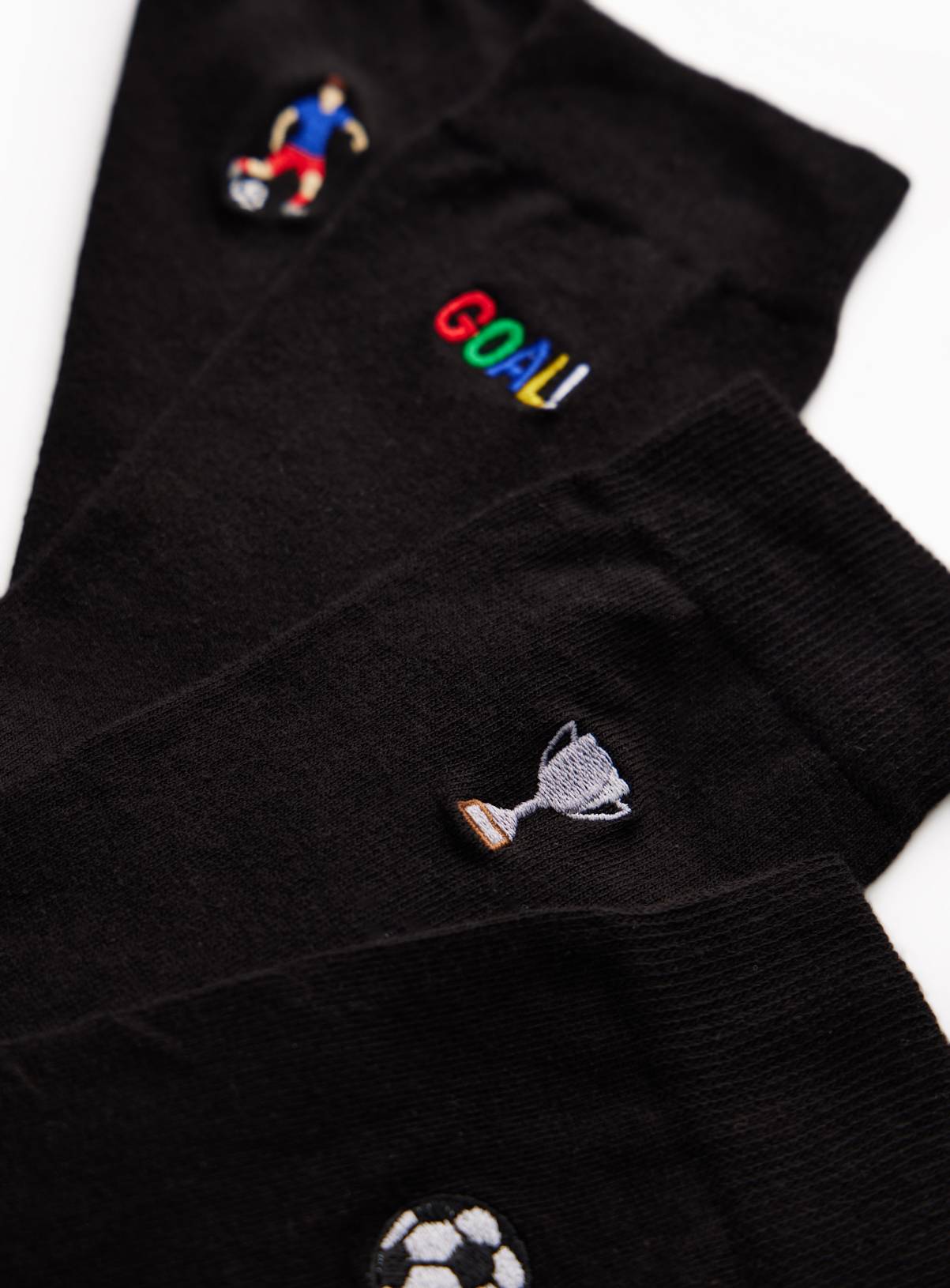 Black Football Embroidered Ankle Socks 4 Pack 9-12 - Image 2