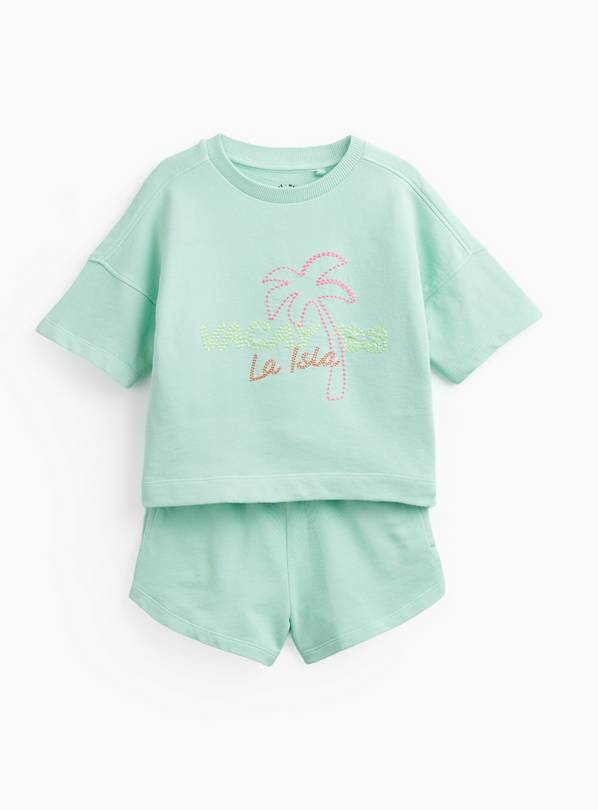 Turquoise Short Sleeve Sweat Set 5 years