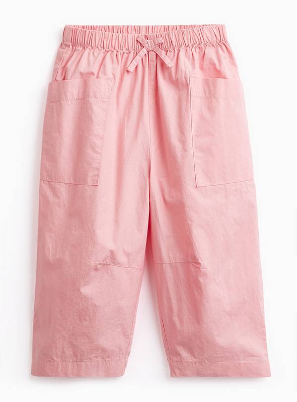 Pink Poplin Woven Cargo Trousers 1-2 years