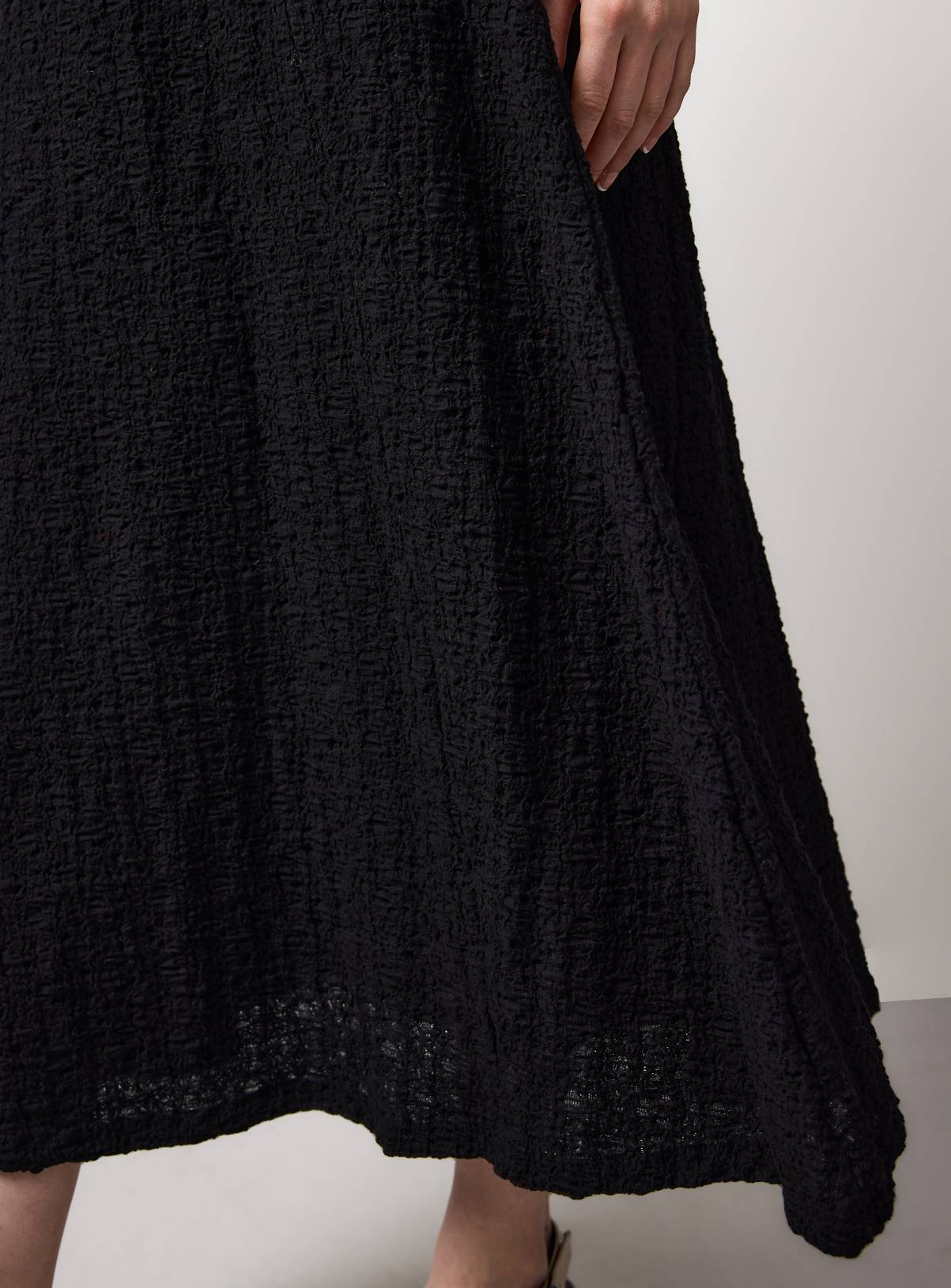 Black Jersey Crinkle Textured Midaxi Skirt 6 - Image 3