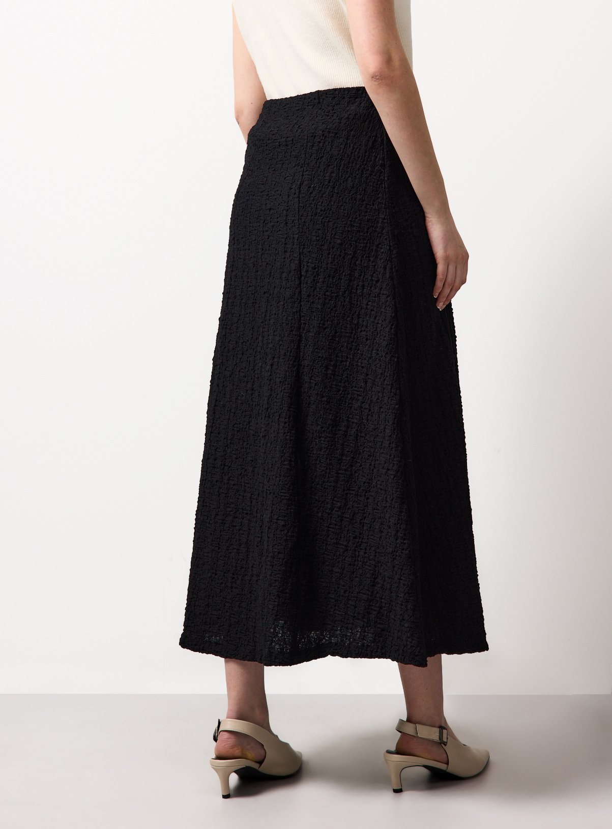 Black Jersey Crinkle Textured Midaxi Skirt 6 - Image 4 thumbnail