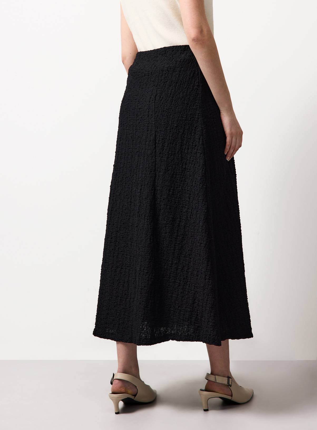 Black Jersey Crinkle Textured Midaxi Skirt 6 - Image 4