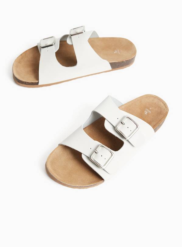 White Leather Footbed Sandals 3