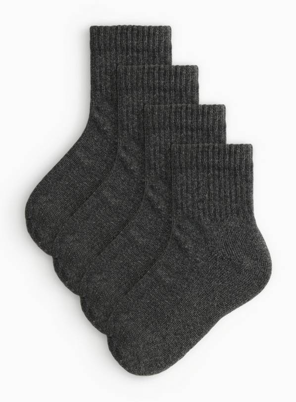 Grey Sport Ribbed Ankle Socks 4 Pack 4-6.5