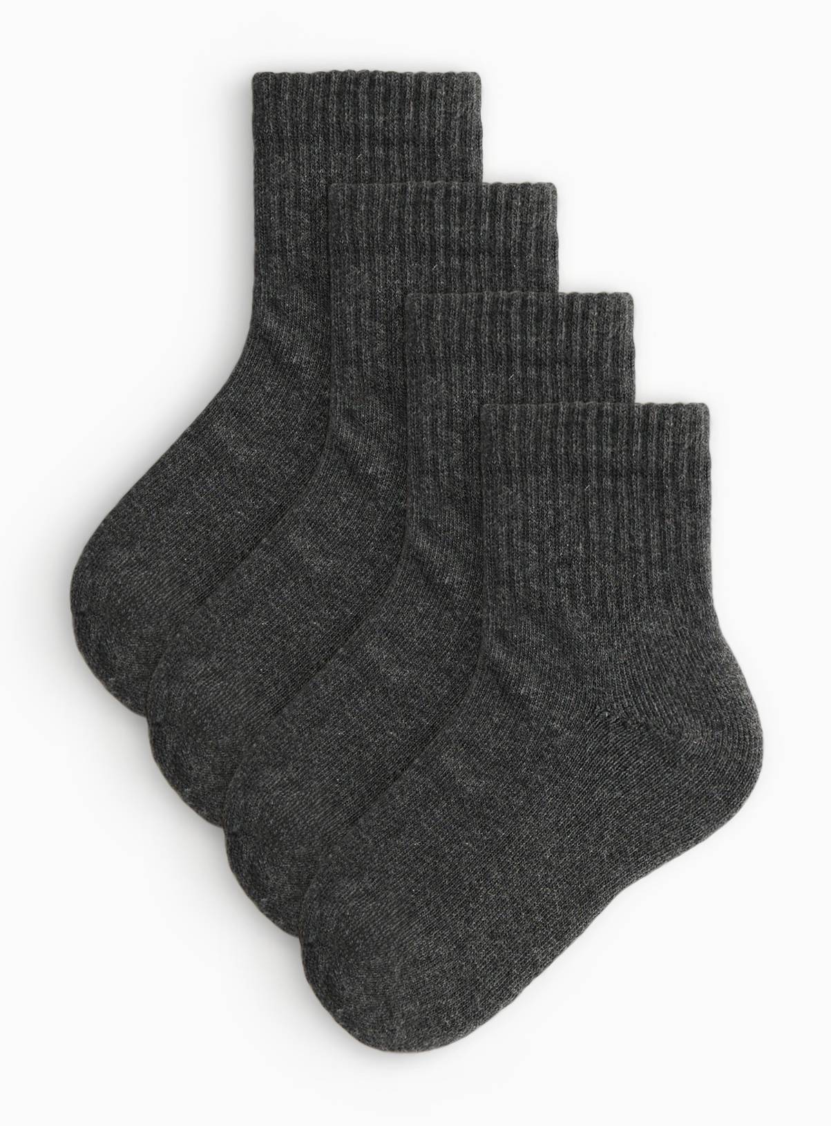 Grey Sport Ribbed Ankle Socks 4 Pack 3-5.5 Infant - Image 1