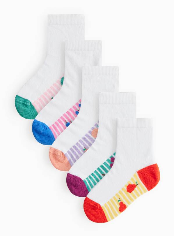 Fruit Footbed Ankle Socks 5 Pack 6-8.5 Infant