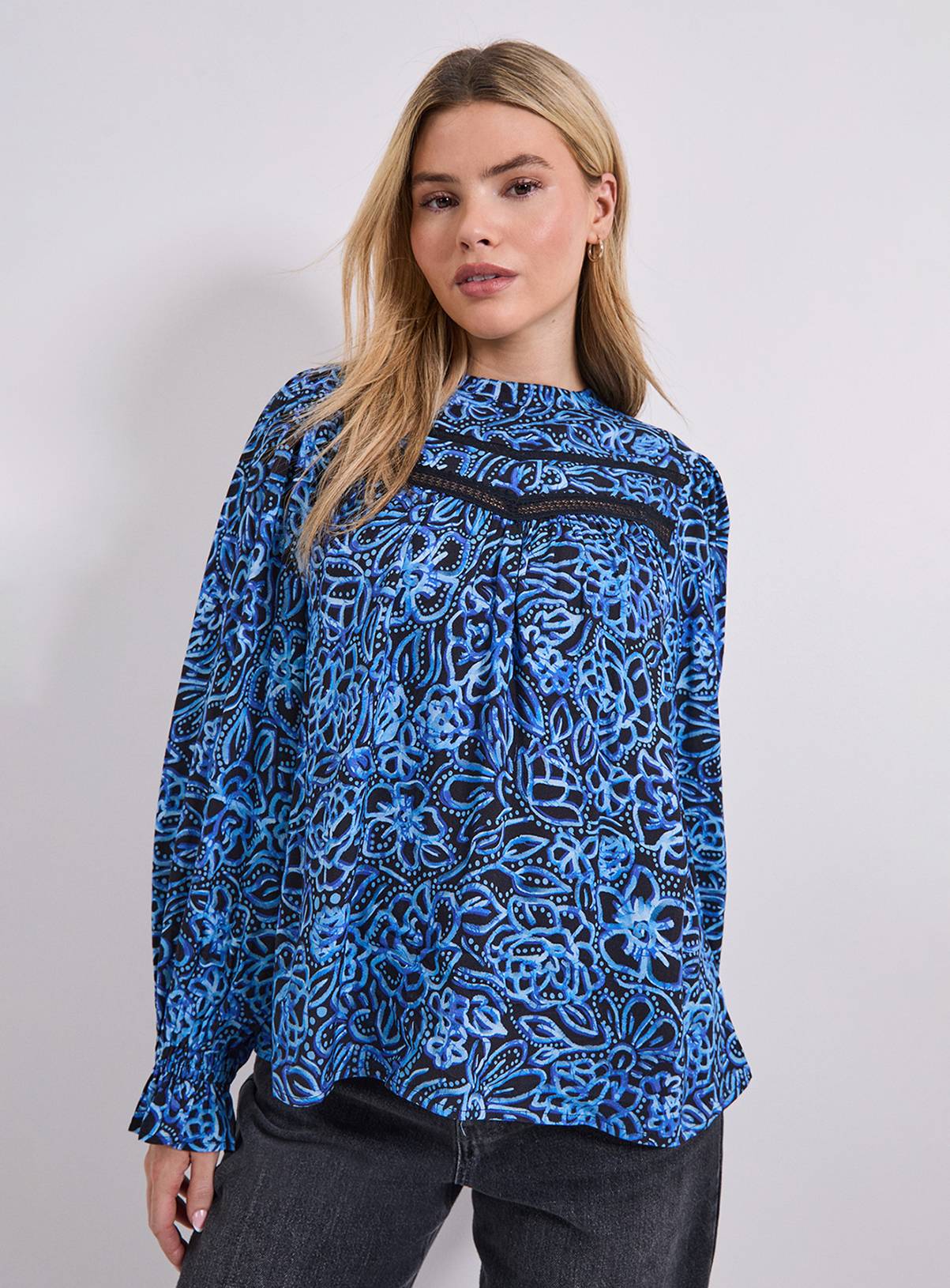 DOROTHY PERKINS Floral Lace Detail Printed Boho Blouse 10 - Image 1