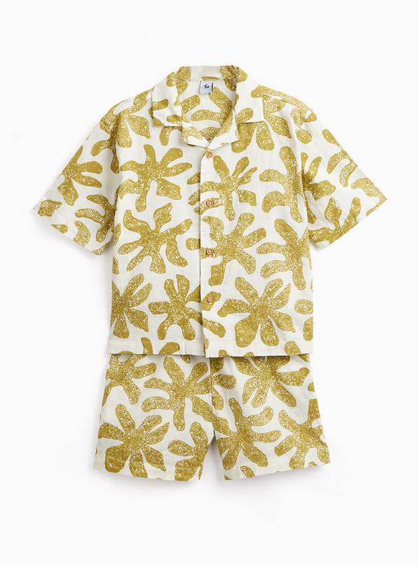 Green Floral Print Shirt & Shorts Set 3-4 years