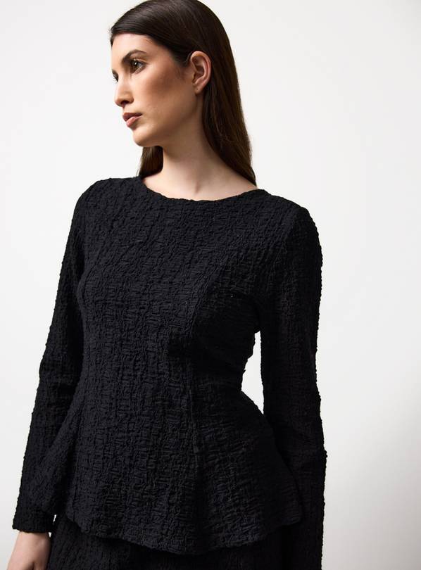 Black Textured Long Sleeve Top 16