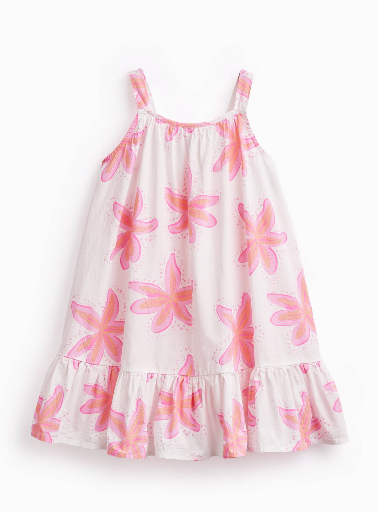 White Floral Print Poplin Sleeveless Dress 8 years - Image 1